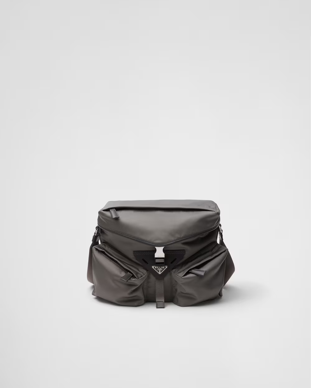 Re-Nylon and leather shoulder bag